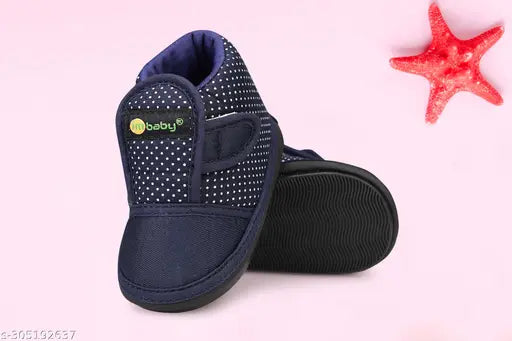Pink and D.Blue textile and PVC baby combo shoes, casual boots with velcro fastening, encouraging active play and musical sound for children's development