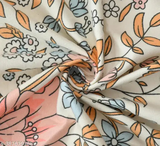 Glace Cotton floral-patterned superfine double king size elastic fitted bedsheet with 2 pillow covers, ideal for summer - Alliance Super Soft