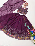 Georgette lehenga cholis for girls, embroidered and stitched net, 2-7 years