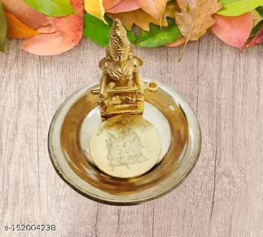 Brass Mata Annapurna idol, Goddess of Food with free Annpurna coin. Indian deity for prosperity and abundance