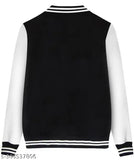 Black and white striped men's zip-up jacket with long sleeves