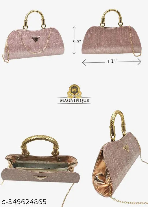Golden purse with chain strap, small clutch bag for evening wear or bridal accessories