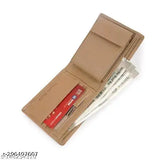 Beige PU FashionableTrendy men's wallet (8 card slots), solid pattern, 5 compartments, high-quality leather feel, durable design, perfect gift for men