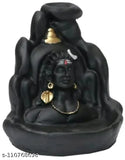 Adiyogi Shiva Smoke Fountain, decorative polyresin pooja showpiece in black color
