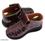 Brown leather closed toe sandals for kids