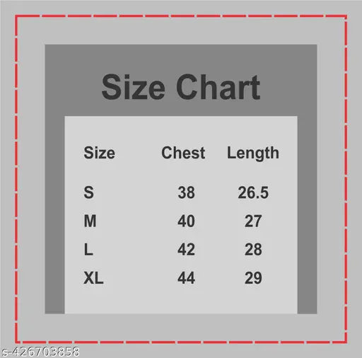 The image displays a size chart for a casual printed oversized t-shirt for women and girls. The size chart has visible measurements listed in both metric and U.S. units, with lengths ranging from 20 inches to 34 inches and chest sizes ranging from small (S) to large (L). The shirt features short sleeves and appears to be a casual, relaxed fit garment