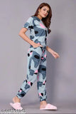 Women's printed short pyjama night suit, polycotton, Indian-made