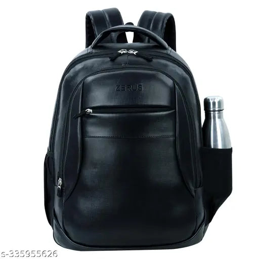 PU leather casual backpack, 35L, 4 compartments, water-resistant, ideal for school, college, office, travel