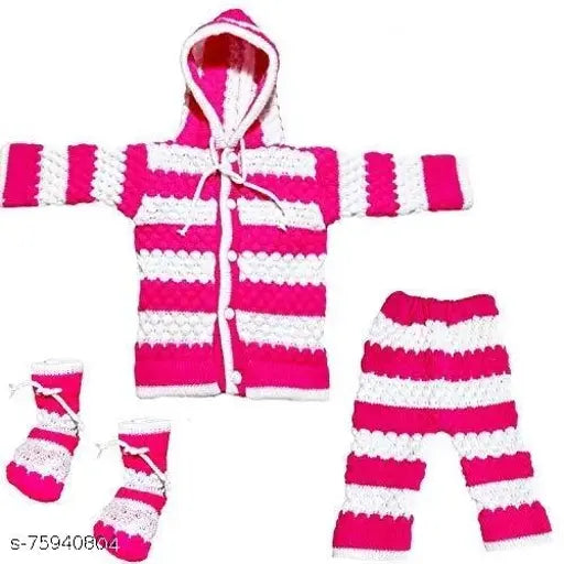 Printed wool sweater for babies, Treandy brand, 3-6 months size on model