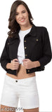 Denim black jacket, premium cotton blend, three-quarter sleeves. Classic denim wear for all seasons, suitable for casual, formal, or western outfits