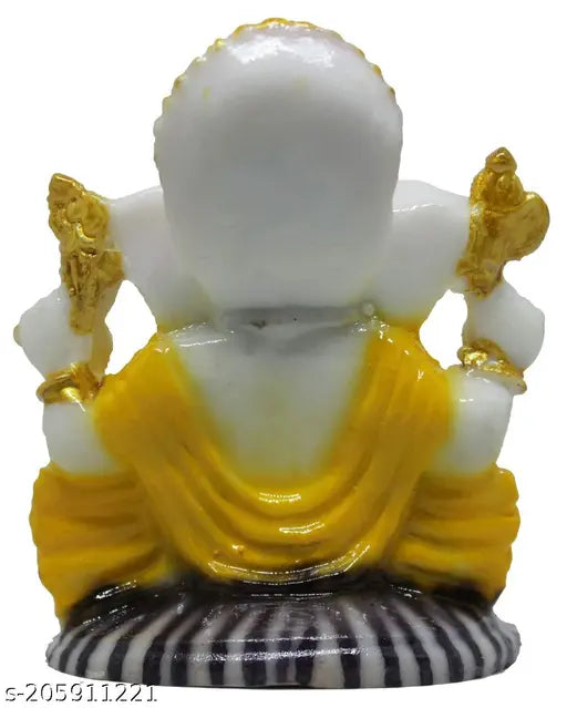 Blue resin Pagadi Ganesh hippo storage showpiece, multicolor Hindu idol decor for home interior (27.5x15x20 cm)
