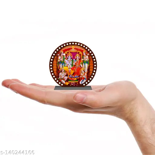 Multicolor acrylic Ram Darbar idol for car dashboard or home decor, divine spiritual gift item