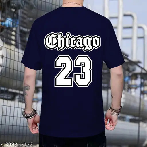 Latest & Stylish Chicago 23 Printed Half Sleeves Cotton Blend Tshirt | Unisex Regular Fit Premium Casual Wear Round Neck Tshirts