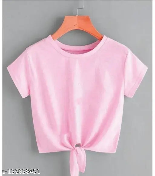 Pink polycotton printed crop top, short sleeves, casual wear for women, India-made fashion