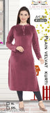 Maroon velvet long-sleeved kurta dress for women