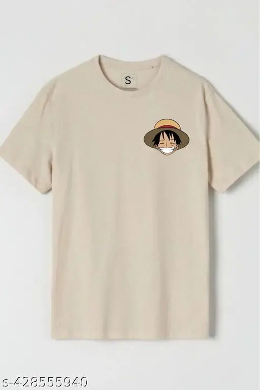 Cream cotton unisex printed t-shirt, premium quality, short sleeves, daily wear for men and women
