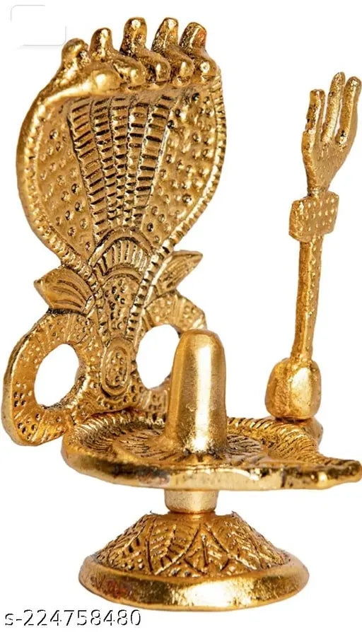 Metal Shivling with Sheshnaag, 12cm tall, 4.5cm wide, from Adi Shankara, Indian origin