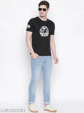 Organic Chics black Royal Enfield graphic printed men's cotton t-shirt with short sleeves & round neck, stylish gym wear from India