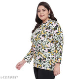 Plus size, rayon printed V-neck top - women's casual wear from Vinaan, India
