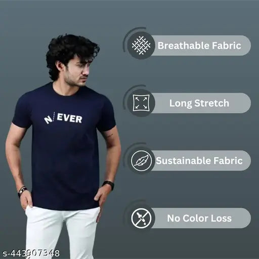 Polycotton printed men's t-shirt set, short sleeves, pack of 3 (M: 38in chest, 27in length; XL: 42in chest, 29in length) - stylish, comfy, and breathable for everyday wear