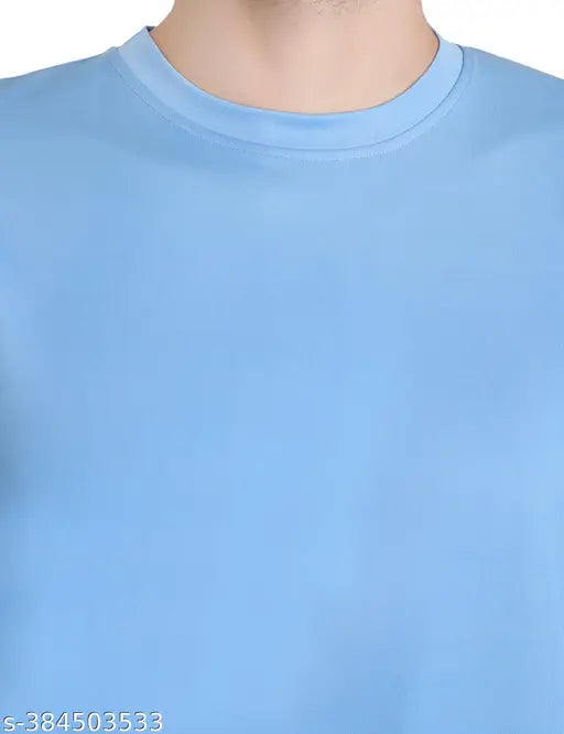 Men's round neck polycotton t-shirt, solid color, perfect for day out with friends in India