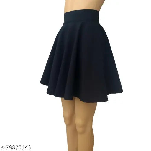 Black satin pleated skirt