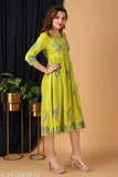 Rayon printed Anarkali gown, vibrant floral design, suitable for women & girls
