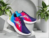 Colorful sports shoes with red and blue accents, suitable for kids' fashionable footwear