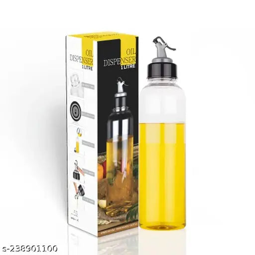 Clear plastic oil dispenser set of 2 (1000ml each), BPA-free, leak-proof, and dishwasher safe - ideal for olive oil, vinegar, or other liquids