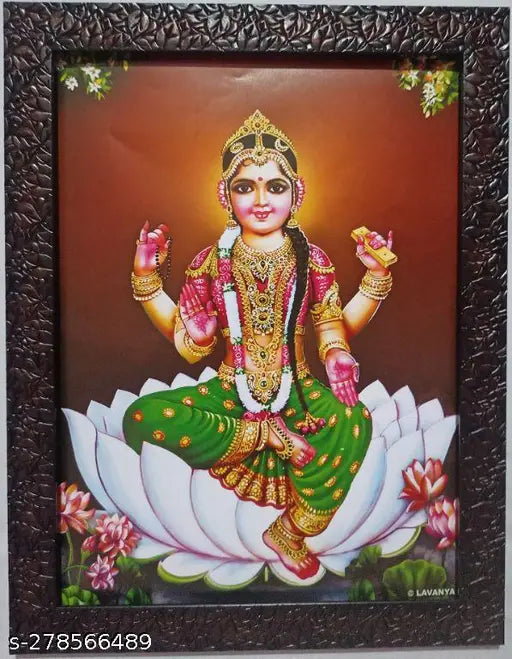 Synthetic resin, 9x12-inch Indian indoor photo frame featuring Sri Bala Tripura Sundari Balambigai Balambiga image