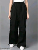 Solid polyester cargo-style joggers, latest design for women in multiple sizes (S-XXL)