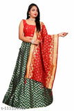 Soft Silk Chanderi Zari Zigzag Lehenga Choli, Semi-Stitched Banarasi Jacquard Dupatta and Fantom Silk Blouse, 100% best quality Indian fashion wear for young girls aged 7-16 years