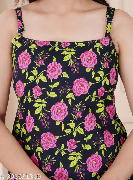 Black floral crop top, sleeveless, tank style