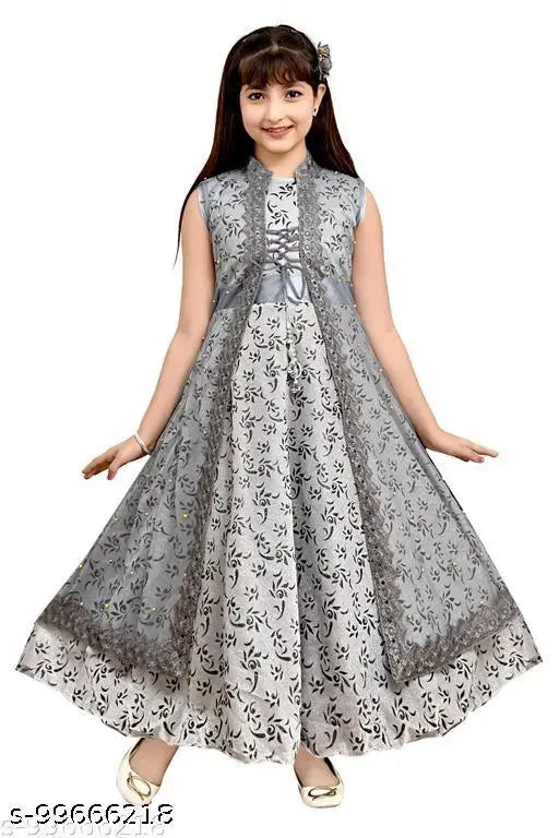 Grey net frock dress for boys, pack of 1 - boys' fashionable printed net dress, single size 3-15 years, made in India