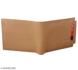 Beige faux leather trendy men's wallet, compact bi-fold design for daily use
