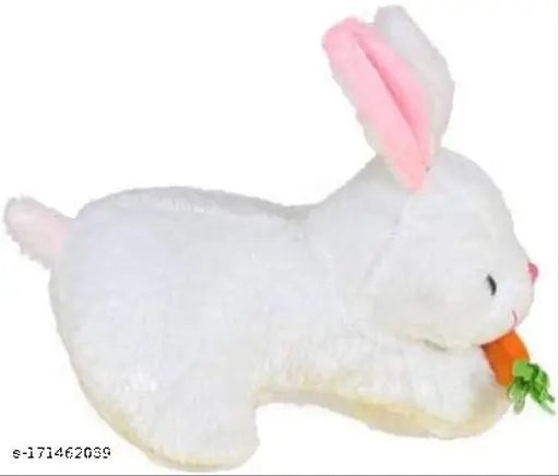 White teddy bear with carrot soft toy, ideal for home or car decoration, 32 cm tall. Great gift option for girls aged 0-2 years. Handcrafted by R K Gift Gallery