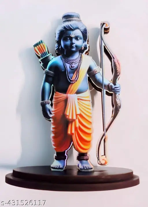 Handcrafted wooden Shree Ram Lalla 3D Statue, Indian art for home, office, temple, car dashboard items