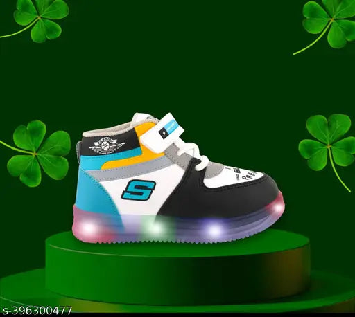 Black and white sneakers with LED lights