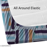 Geometric-print cotton fitted double bedsheet (72*78*8)inch, ideal for adult summer use. One set includes two pillow covers made in India