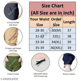 Ladies' light grey stretchable cargo pants in size chart, waist order available with pocket, all sizes are in inch