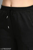 Black cotton women's cargo pants, elastic waistband