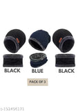 Blue-black Arcylic winter woolen cap & neck warmer combo (pack of 3) - soft, warm, and self-designed balaclava for men