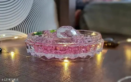 Glass MiRiM Tortoise with Pond, enhances career luck, longevity & wealth. 11cm x 4cm x 11cm Feng Shui showpiece, India origin