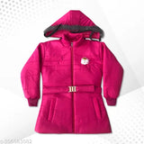 Pink padded winter coat with hood, insulated and durable