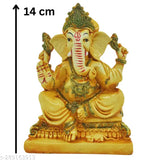 Ceramic Ganesh Idol, traditional design, 9cm x 14cm, 7cm breadth. Elegant spiritual worship figure from India