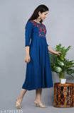 Rayon embroidered Anarkali kurti for women, 3/4 sleeves, vibrant Indian design in size S-XXXL