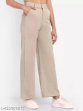 Khaki, solid fit trousers for women