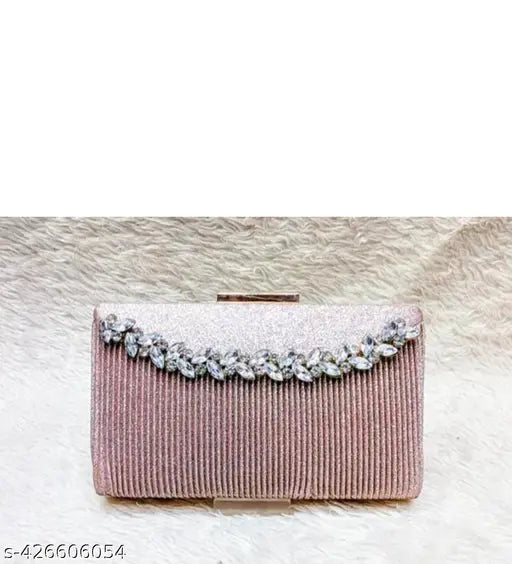 Pink sequined bridal clutch, handcrafted