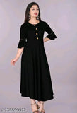 Black rayon long sleeve kurti, classic ethnic style for traditional events