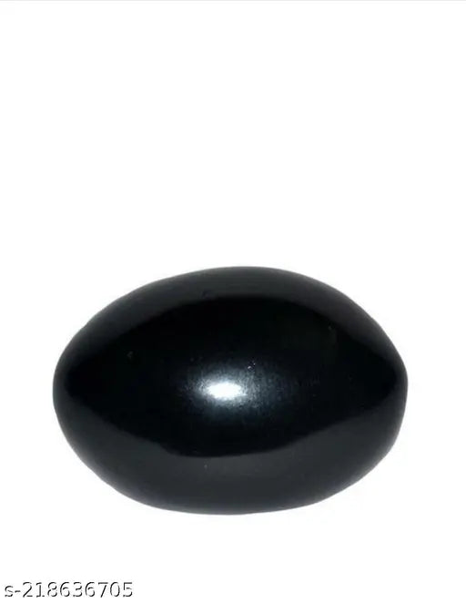 Natural black shaligram stone showpiece from Gandaki River, Nepal - 5cm glass yantra for pooja blessings (Pack of 1), India origin